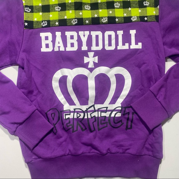 Baby Doll Vintage Japanese Brand Y2K Green Purple Checkered Streetwear Size M - Picture 7 of 13